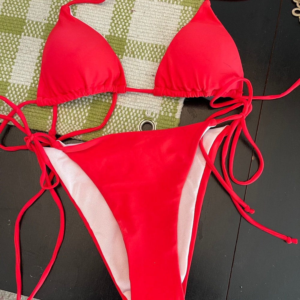 Two Piece String Bikini Red Small - image 3